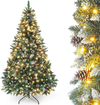 Zdjęcie produktu dla Sztuczne drzewko świąteczne, wysokość 180 cm, z oświetleniem - 340 ciepłych, białych diod LED