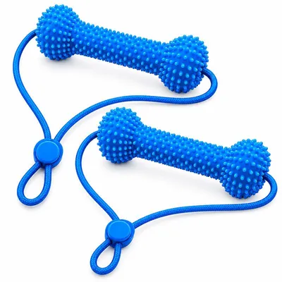 Produktbild von Hund Kauspielzeug 2er Set, Zahnreinigungs-Spielzeug mit Noppen, Kaustab zur Zahnpflege und Beschäftigung, Blau