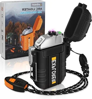 Produktbild von Wasserdichte Doppelarc Feuerzeug für Camping Schwarz