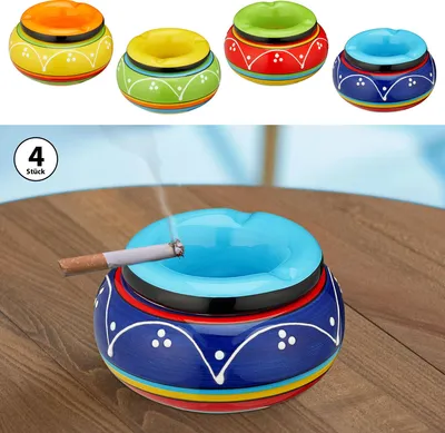 Produktbild von Sturmaschenbecher "Toscana" 4er Set Ø 11cm Keramik bunt Aschenbecher Windaschenbecher