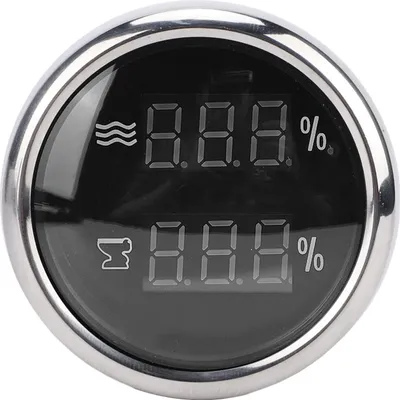 Zdjęcie produktu dla Cyfrowy miernik poziomu wody i ścieków 2 w 1, 52 mm, wielofunkcyjny, z białym podświetleniem, do kamperów, ciężarówek, łodzi i jachtów, czarny