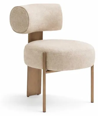 Productafbeelding van Luxe designstoel, beige stof, metalen poten. Modern design