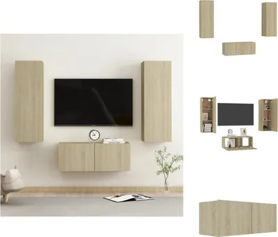 Produktbild von vidaXL 3-tlg. TV-Schrank-Set Sonoma-Eiche Holzwerkstoff -  TV-Möbel