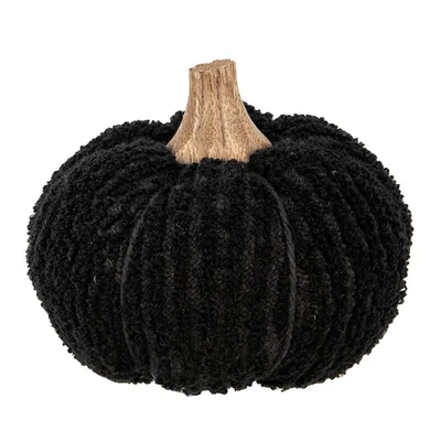 Produktbild von Clayre & Eef Dekoration Kürbis Ø 12x10 cm Schwarz Polyester
