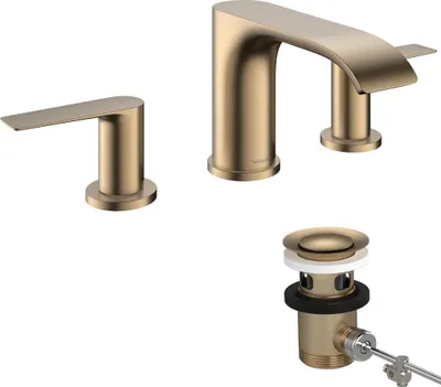 Immagine prodotto di hansgrohe Vivenis robinetterie de lavabo 3 trous 90, avec vidage à tirette, portée 150mm, 75033140, 75033140