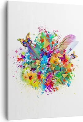 Produktbild von Bild auf Leinwand - Leinwandbild - Einteilig - Schmetterling Farbe Blume Komposition - 50x70cm - Wand Bild - Wandbilder - Leinwanddruck - Wanddekoration - Leinwand bilder - Wandbild - PA50x70-2840