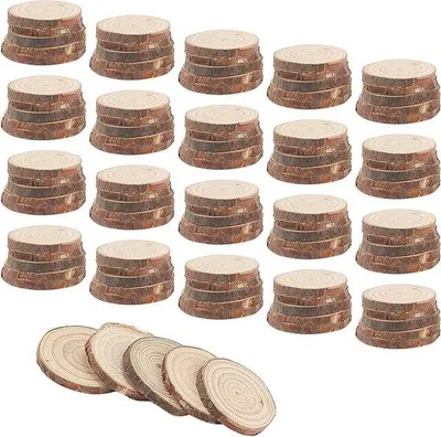 Produktbild von Famanu Holzscheiben 100 Stück 4-5 cm Unbehandelt für DIY-Projekte und Wohnaccessoires