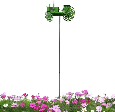 Produktbild von Traktor-Windspiel und Windskulptur aus Metall für Garten, Vorgarten, Terrasse, Hinterhof, Rasen und Blumenbeet