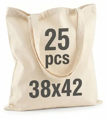 Produktbild von IDEA HOME 25 Stück Baumwolltasche 38x42cm- Jutebeutel Groß - Stoffbeutel Unbedru