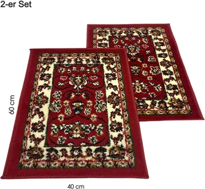Produktbild von Orient Teppich rot beige klassisch dicht gewebt mit Ornament und Blumenmotiven, Maße:2er