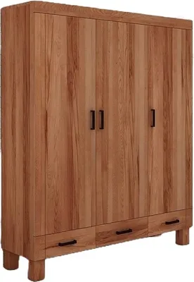 Produktbild von Kleiderschrank Ringo aus Kernbuche massiv 157x55x190 m. 3 Türen und 3 Schubladen