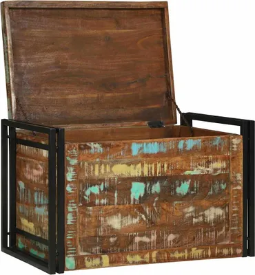 Zdjęcie produktu dla vidaXL Pudełko do przechowywania brązowo-czarne 80 x 50 x 50 cm z odzyskanego drewna
