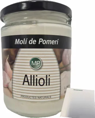 Produktbild von Moli de Pomeri Allioli, Spanische Knoblauchsauce (440ml Glas) + usy Block