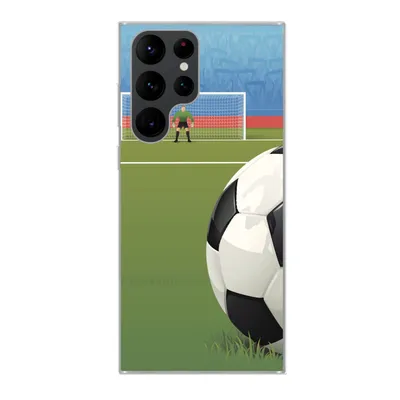 Produktbild von MuchoWow® Handyhülle Schutzhülle Hülle für Samsung Galaxy S22 Ultra Eine Illustration eines Fußballs auf dem Feld im Stadion - Jungen - Mädchen - Kinder Silikon Softcase Handy Hülle - Abbildung