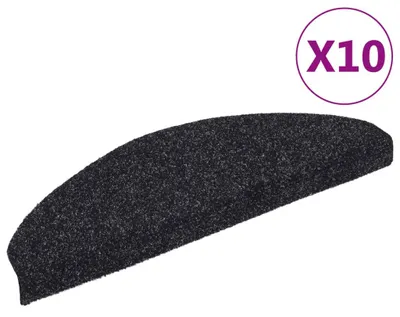 Zdjęcie produktu dla vidaXL Maty pod stopnie samoprzylepne 10 szt. 65x21x4 cm czarne półokrągłe duże