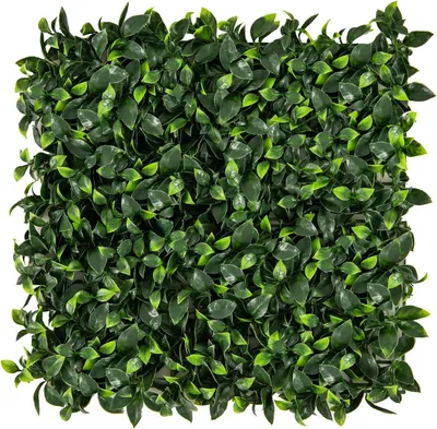 Produktbild von GOPLUS 12 Stück künstliches Pflanzenwand Hecke 50x50 cm, Kunstpflanzen-Wand mit Blättern (Gardenienblätter)