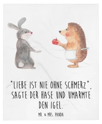 Produktbild von Mr. & Mrs. Panda Kuscheldecke Hase Igel - Weiß - Geschenk, Decke, Sofadecke, Liebe Spruch, Lustige Sprüche, Tagesdecke, Wohndecke, Bettdecke, Herzschmerz, Trösten