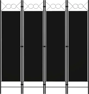 Image de Cloison de séparation 4 panneaux Noir 160 x 180 cm