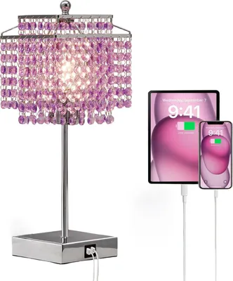 Produktbild von Touch-Tischlampe mit 3 Helligkeitsstufen USB C + A-Anschlüsse Lila