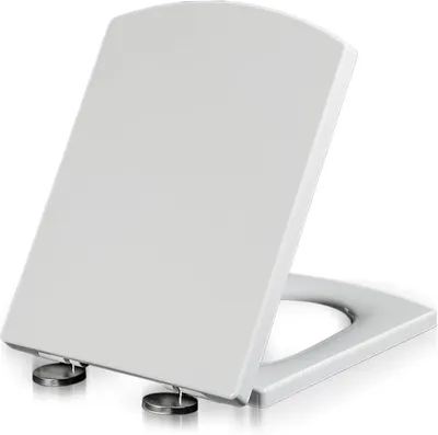 Produktbild von Quadratischer Toilettensitz aus Kunststoff mit Schnellverschlussscharnieren für eine einfache Reinigung