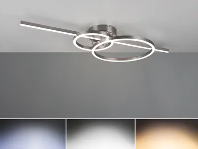 Produktbild von Dimmbare LED Deckenleuchte Silber mit Nachtlicht Fernbedienung Ringe Ø 25 & 40cm