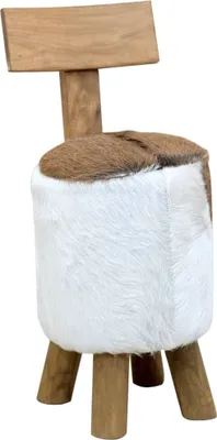 Produktbild von Hocker aus Teak und Ziegenfell 30 x 70 x 30 cm