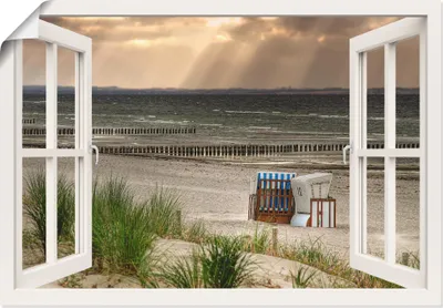 Produktbild von ARTland Poster Strand auf Insel Poel, weiß Größe: 100x70 cm