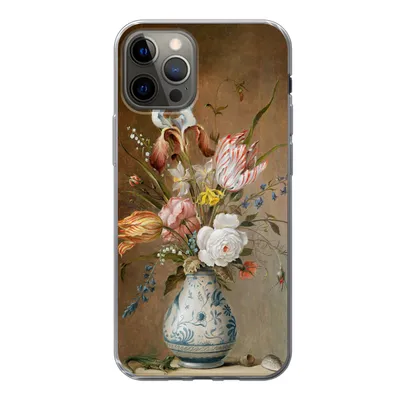 Produktbild von MuchoWow® Handyhülle Schutzhülle Hülle für iPhone 12 Pro Stilleben mit Blumen - Balthasar van der Ast - Alte Meister Silikon Softcase Handy Hülle - Abdeckung