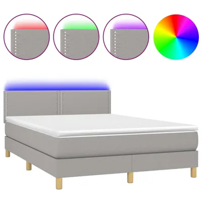 Immagine prodotto di vidaXL Letto a molle con materasso e LED in tessuto grigio chiaro 140x200 cm