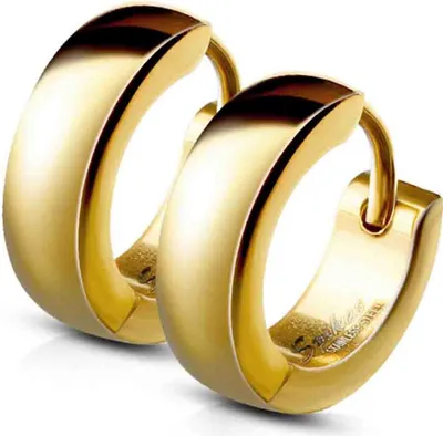 viva-adorno 1 Paar Damen Ohrringe Creolen Edelstahl glänzend poliert ER94_4mm, gold