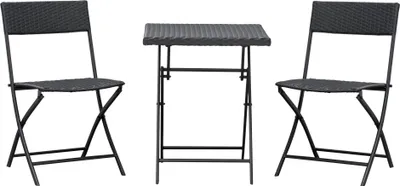 Produktbild von Fortuna Lai Polyrattan Bistroset für 2 Personen, Rattan Sitzgruppe Gartenmöbel Set, braun, ideal für Balkon & Terrasse