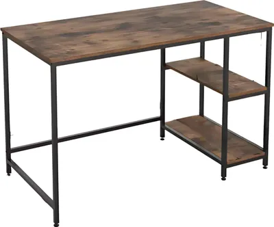 Zdjęcie produktu dla Biurko z otwartymi półkami – wielofunkcyjne biurko do domowego biura i studia – czarne – 120 x 60 cm
