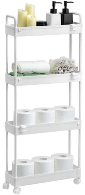 Küchenrollwagen, 4 Ebenen, 38,5x12,5x90,5 cm, weiß, PP-Kunststoff