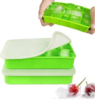 Produktbild von Silikon Eiswürfelbehälter grün 15fach 3cm