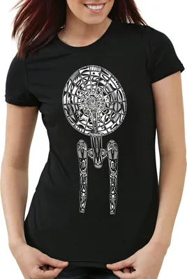 Produktbild von style3 Spaceship II Damen T-Shirt trek trekkie star, Farbe:Schwarz, Größe:XL