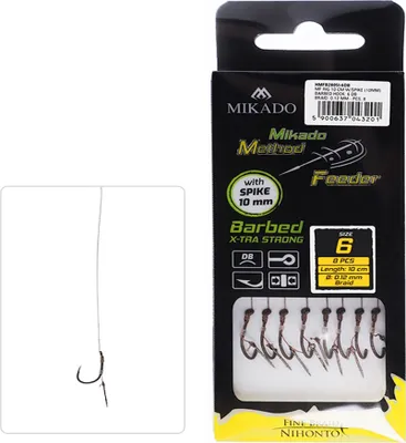 Immagine prodotto di 8x MIKADO METHOD FEEDER X-STRONG hook rig con amo da spinning/ago da feeder filo intrecciato #12 / Ø0,12mm / 10cm