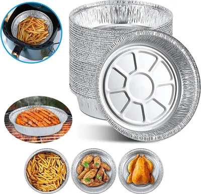 Produktbild von 50 Stück Aluschalen Passend für Napoleon & Broil King Grills Alu-Tropfschalen, Grillschalen,Air Fryer Einweg Aluminiumfolie Liner 6inch