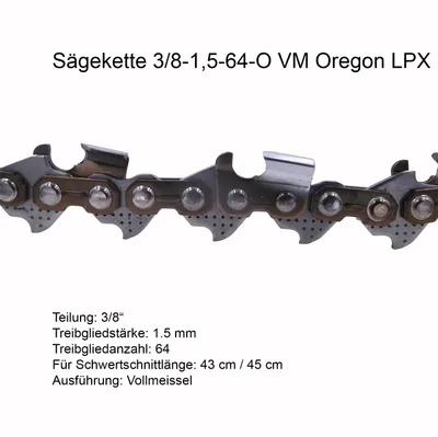 Produktbild von Oregon Sägekette PowerCut 3/8 1.5 mm 64 TG VM - 73LPX