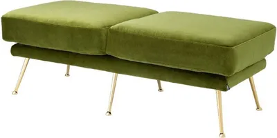 Produktbild von Casa Padrino Luxus Sitzbank Grün / Messingfarben 125 x 58 x H. 45 cm - Luxus Möbel