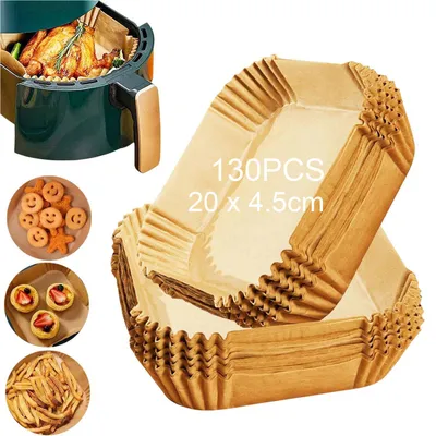 Produktbild von 130 Stück Backpapier für Heißluftfritteuse, 20 x 4 .5 cm Airfryer Backpapier