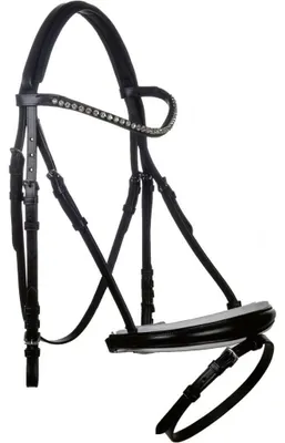 Productafbeelding van Hoofdstel Pony - Paardrij Cap - Paardrijden - Met Strass-steentjes - Pony Maat - Zwart