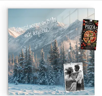 Produktbild von Magnettafel 30x30cm Pinnwand Whiteboard beschreibbar - Schneebedeckte Berge