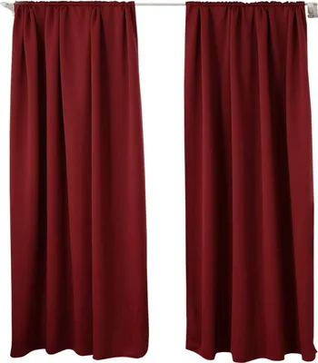 Produktbild von WOLTU 2er Set Gardine blickdicht 250 g/m² mit Kräuselband : Bordeaux 135x175 cm Farbe: Bordeaux Größe: 135x175 cm