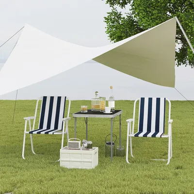 Produktbild von WOLTU 4er Set Campingstuhl klappbar mit Armlehnen, für Camping Strand, Blau+Weiß