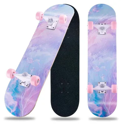 Produktbild von Skateboard 31 x 8 Zoll Komplettboard für Anfänger, 8-lagiges Ahorn, ABEC-11 Kugellager, Pink