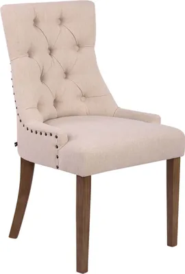 Produktbild von CLP Esszimmerstuhl Aberdeen Stoff mit Gestell aus Kautschukholz und Sitzhöhe von 50 cm creme Gestell Farbe antik-hell