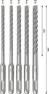 Produktbild von PRO SDS plus-5X Hammerbohrer-Set, 6/6/8/8/10 mm, 5-tlg.