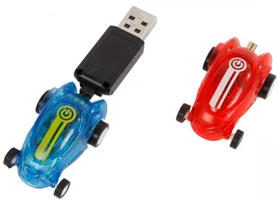 Imagen del producto de Coche de carreras de 6 cm, con conexión USB, en color azul/rojo, de 3 piezas