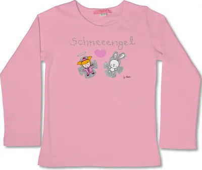 Produktbild von Miuko Langarmshirt für Mädchen, weiß oder pink, T-Shirt langärmlig, Motiv Schneeengel, Teenager, 100% Baumwolle, 122-164