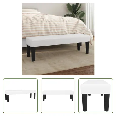 Image de The Living Store Banc blanc 100x30x30 cm similicuir
